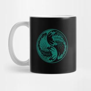 Teal Blue and Black Scorpions Yin Yang Mug